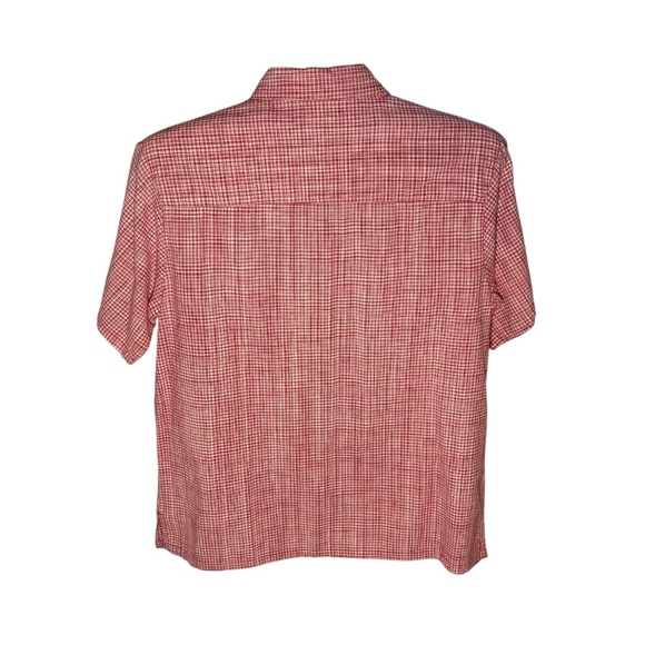 Vintage Bobbie Brooks Short Sleeve Woman's Button up Beach Them Red Plaid LARGE - Picture 3 of 6